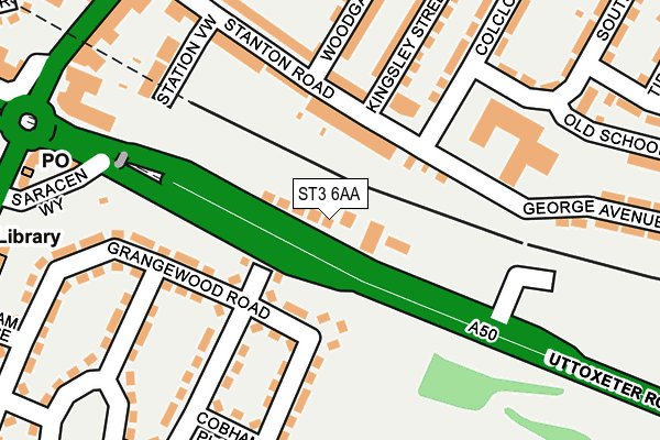 ST3 6AA map - OS OpenMap – Local (Ordnance Survey)
