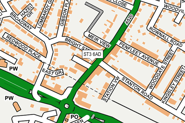 ST3 6AD map - OS OpenMap – Local (Ordnance Survey)