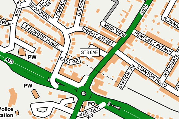 ST3 6AE map - OS OpenMap – Local (Ordnance Survey)