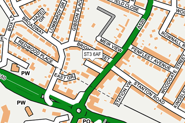 ST3 6AF map - OS OpenMap – Local (Ordnance Survey)