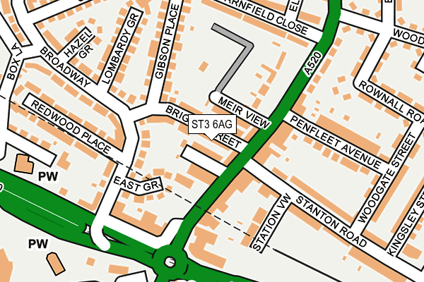 ST3 6AG map - OS OpenMap – Local (Ordnance Survey)