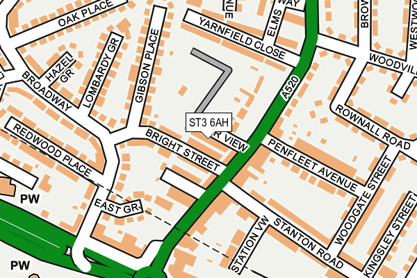 ST3 6AH map - OS OpenMap – Local (Ordnance Survey)