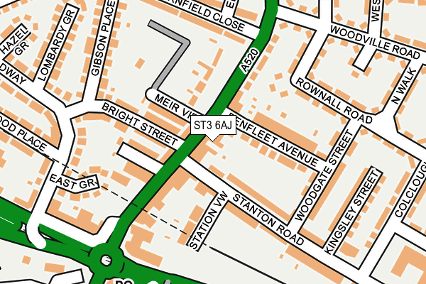 ST3 6AJ map - OS OpenMap – Local (Ordnance Survey)