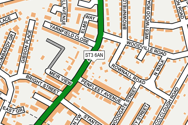 ST3 6AN map - OS OpenMap – Local (Ordnance Survey)