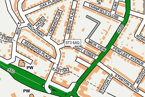 ST3 6AQ map - OS OpenMap – Local (Ordnance Survey)