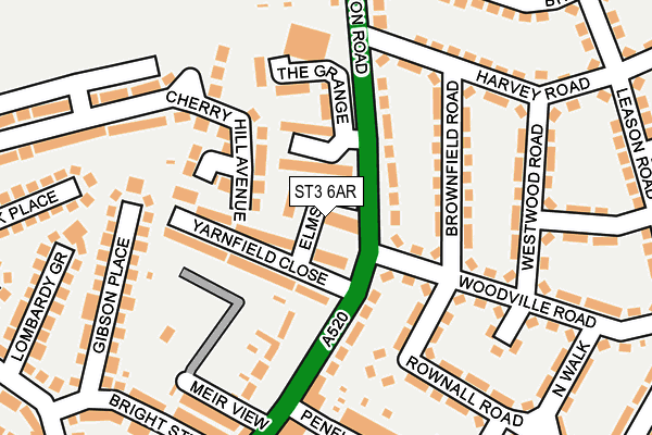ST3 6AR map - OS OpenMap – Local (Ordnance Survey)