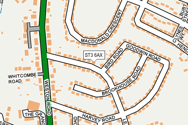 ST3 6AX map - OS OpenMap – Local (Ordnance Survey)