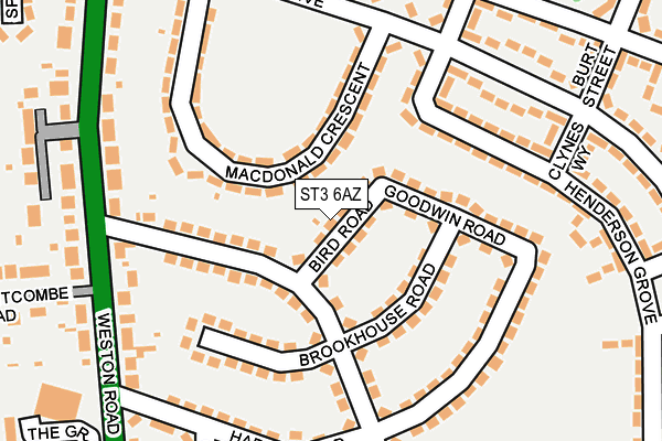 ST3 6AZ map - OS OpenMap – Local (Ordnance Survey)