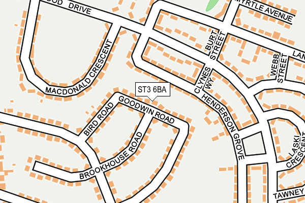 ST3 6BA map - OS OpenMap – Local (Ordnance Survey)