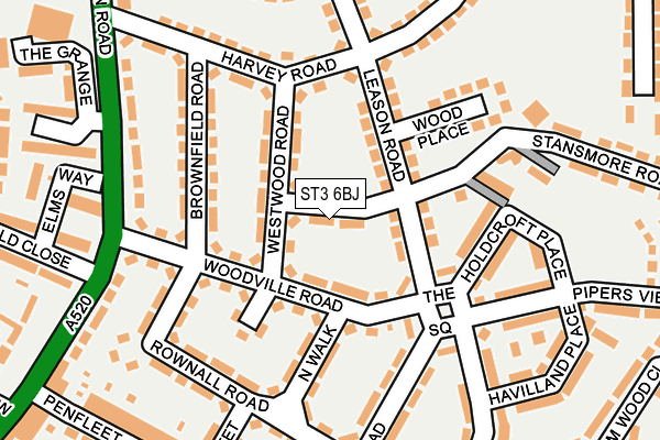 ST3 6BJ map - OS OpenMap – Local (Ordnance Survey)