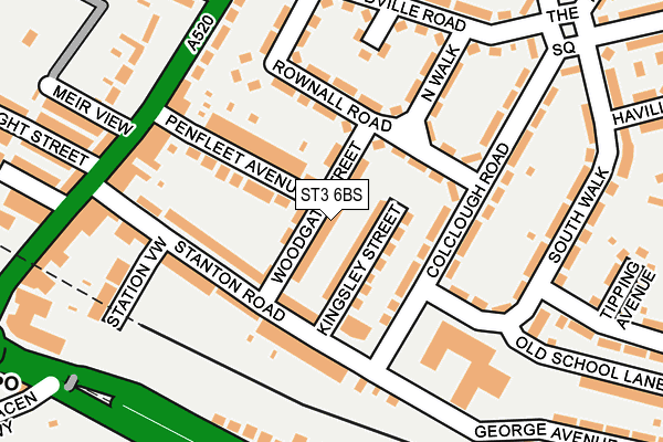 ST3 6BS map - OS OpenMap – Local (Ordnance Survey)