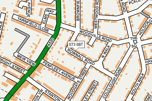 ST3 6BT map - OS OpenMap – Local (Ordnance Survey)