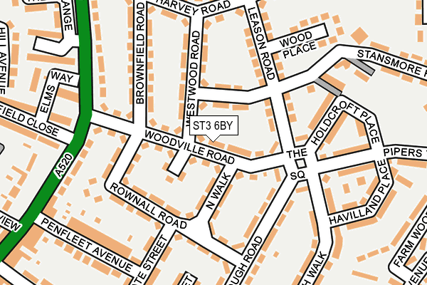 ST3 6BY map - OS OpenMap – Local (Ordnance Survey)