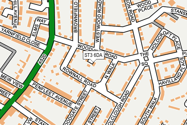 ST3 6DA map - OS OpenMap – Local (Ordnance Survey)