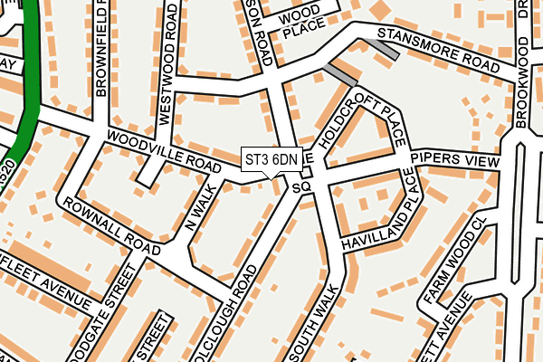 ST3 6DN map - OS OpenMap – Local (Ordnance Survey)