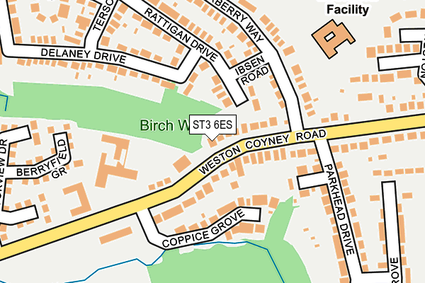 ST3 6ES map - OS OpenMap – Local (Ordnance Survey)