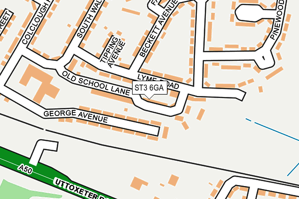 ST3 6GA map - OS OpenMap – Local (Ordnance Survey)