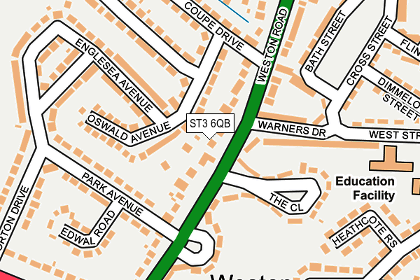 ST3 6QB map - OS OpenMap – Local (Ordnance Survey)