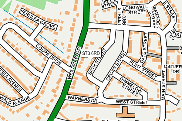 ST3 6RD map - OS OpenMap – Local (Ordnance Survey)