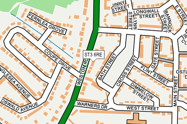 ST3 6RE map - OS OpenMap – Local (Ordnance Survey)