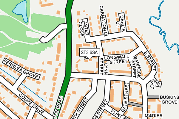 ST3 6SA map - OS OpenMap – Local (Ordnance Survey)