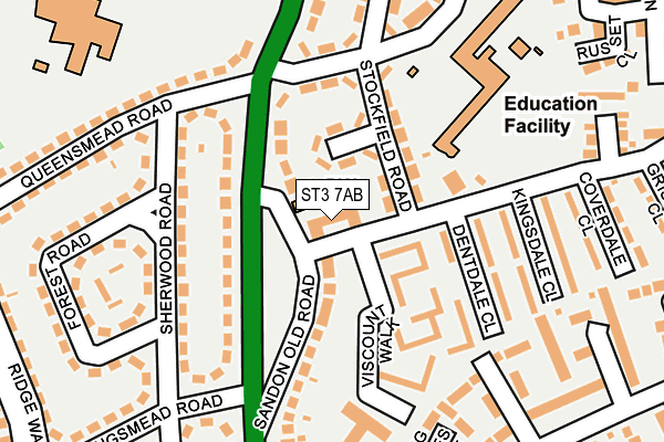 ST3 7AB map - OS OpenMap – Local (Ordnance Survey)