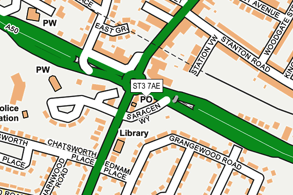 ST3 7AE map - OS OpenMap – Local (Ordnance Survey)