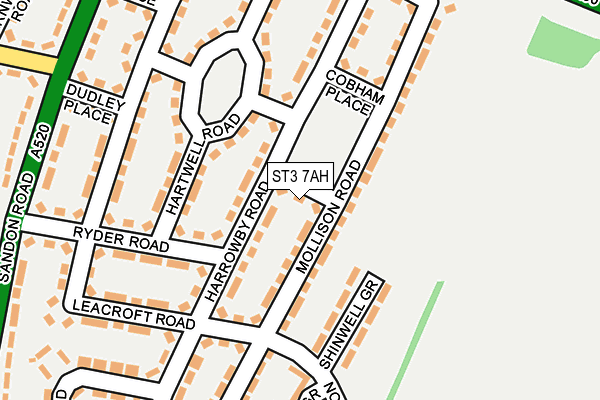 ST3 7AH map - OS OpenMap – Local (Ordnance Survey)