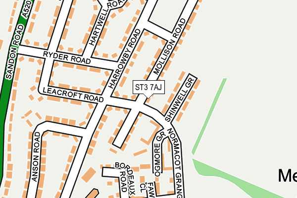 ST3 7AJ map - OS OpenMap – Local (Ordnance Survey)