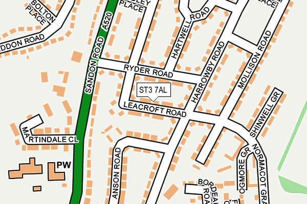 ST3 7AL map - OS OpenMap – Local (Ordnance Survey)