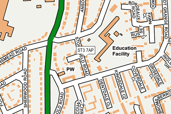 ST3 7AP map - OS OpenMap – Local (Ordnance Survey)