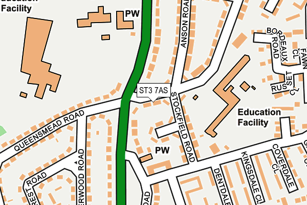 ST3 7AS map - OS OpenMap – Local (Ordnance Survey)