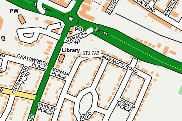 ST3 7AZ map - OS OpenMap – Local (Ordnance Survey)