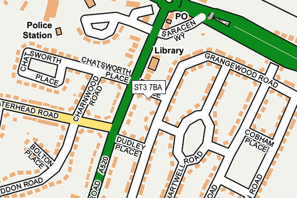 ST3 7BA map - OS OpenMap – Local (Ordnance Survey)