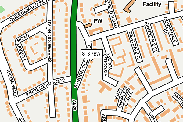 ST3 7BW map - OS OpenMap – Local (Ordnance Survey)