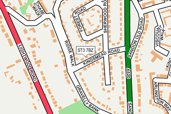 ST3 7BZ map - OS OpenMap – Local (Ordnance Survey)