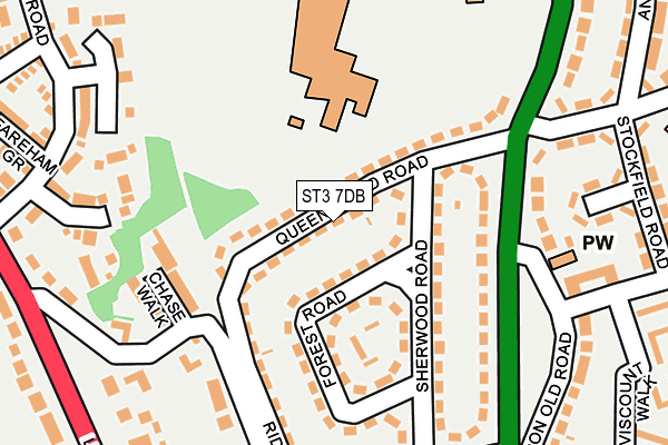 ST3 7DB map - OS OpenMap – Local (Ordnance Survey)