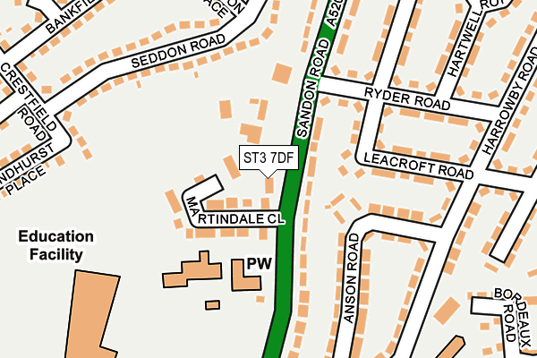 ST3 7DF map - OS OpenMap – Local (Ordnance Survey)