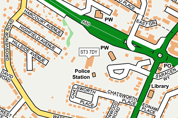 ST3 7DY map - OS OpenMap – Local (Ordnance Survey)