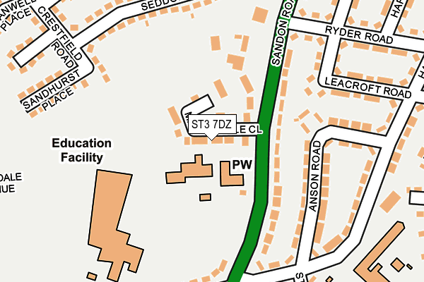 ST3 7DZ map - OS OpenMap – Local (Ordnance Survey)