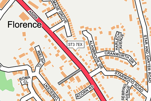 ST3 7EX map - OS OpenMap – Local (Ordnance Survey)