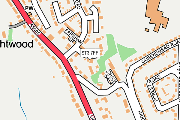 ST3 7FF map - OS OpenMap – Local (Ordnance Survey)