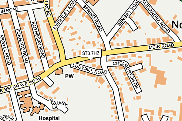 ST3 7HZ map - OS OpenMap – Local (Ordnance Survey)