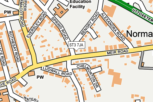 ST3 7JA map - OS OpenMap – Local (Ordnance Survey)