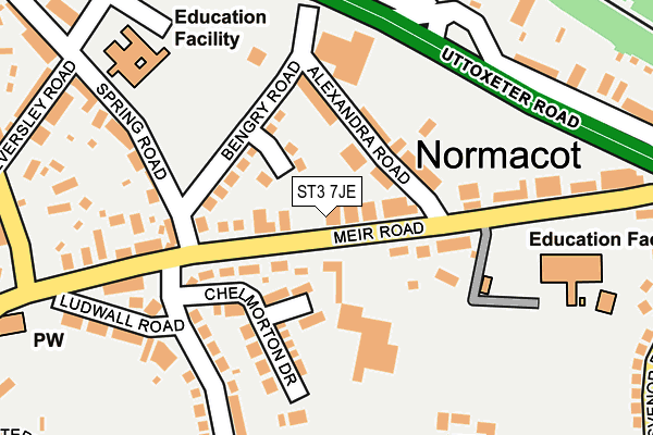 ST3 7JE map - OS OpenMap – Local (Ordnance Survey)