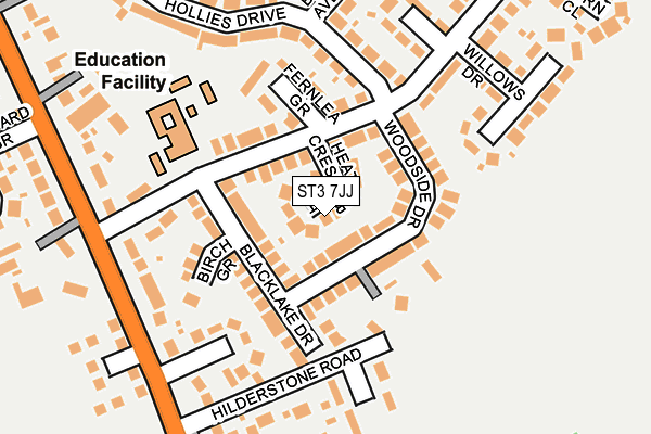 ST3 7JJ map - OS OpenMap – Local (Ordnance Survey)