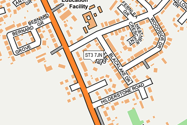 ST3 7JN map - OS OpenMap – Local (Ordnance Survey)