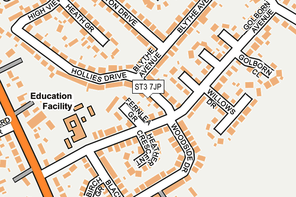 ST3 7JP map - OS OpenMap – Local (Ordnance Survey)