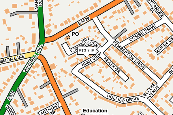 ST3 7JS map - OS OpenMap – Local (Ordnance Survey)