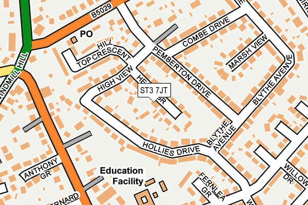 ST3 7JT map - OS OpenMap – Local (Ordnance Survey)